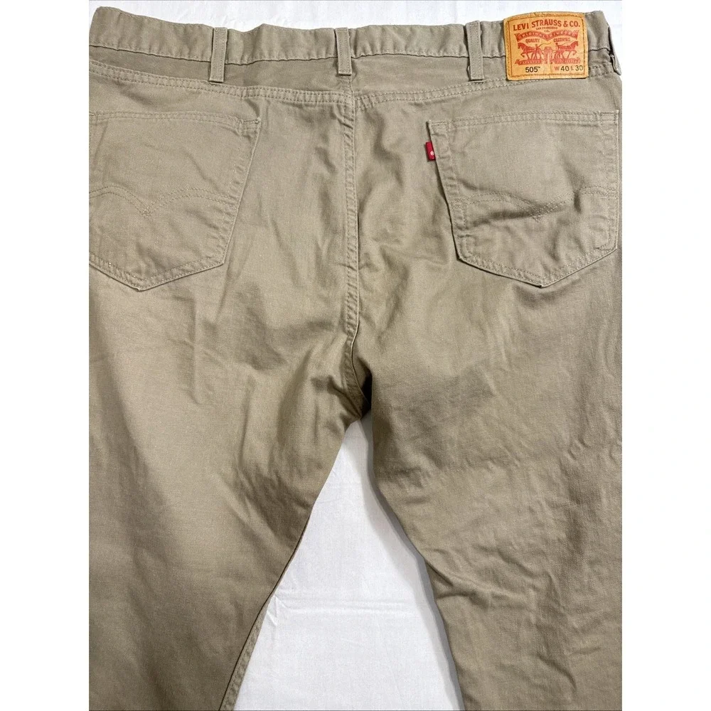 JEANS Levis 505  MENS 40X30 TAN Cotton Blend Stretch Regular Fit Denim Workwear